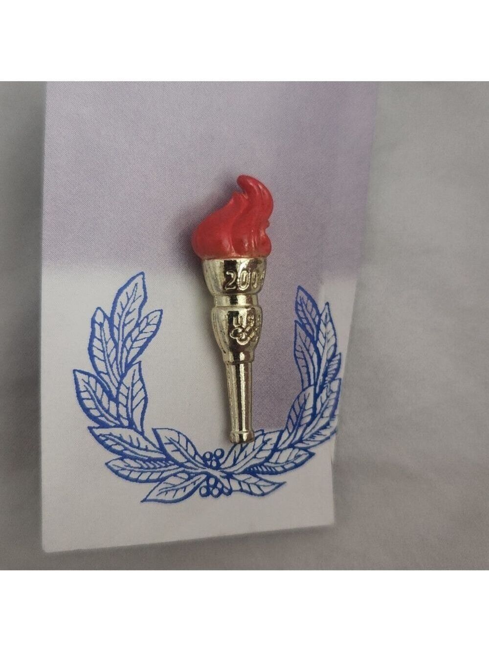 2004 Olympic Team USA Torch Athlete Sport Rings Gold Lapel Hat Pin RARE